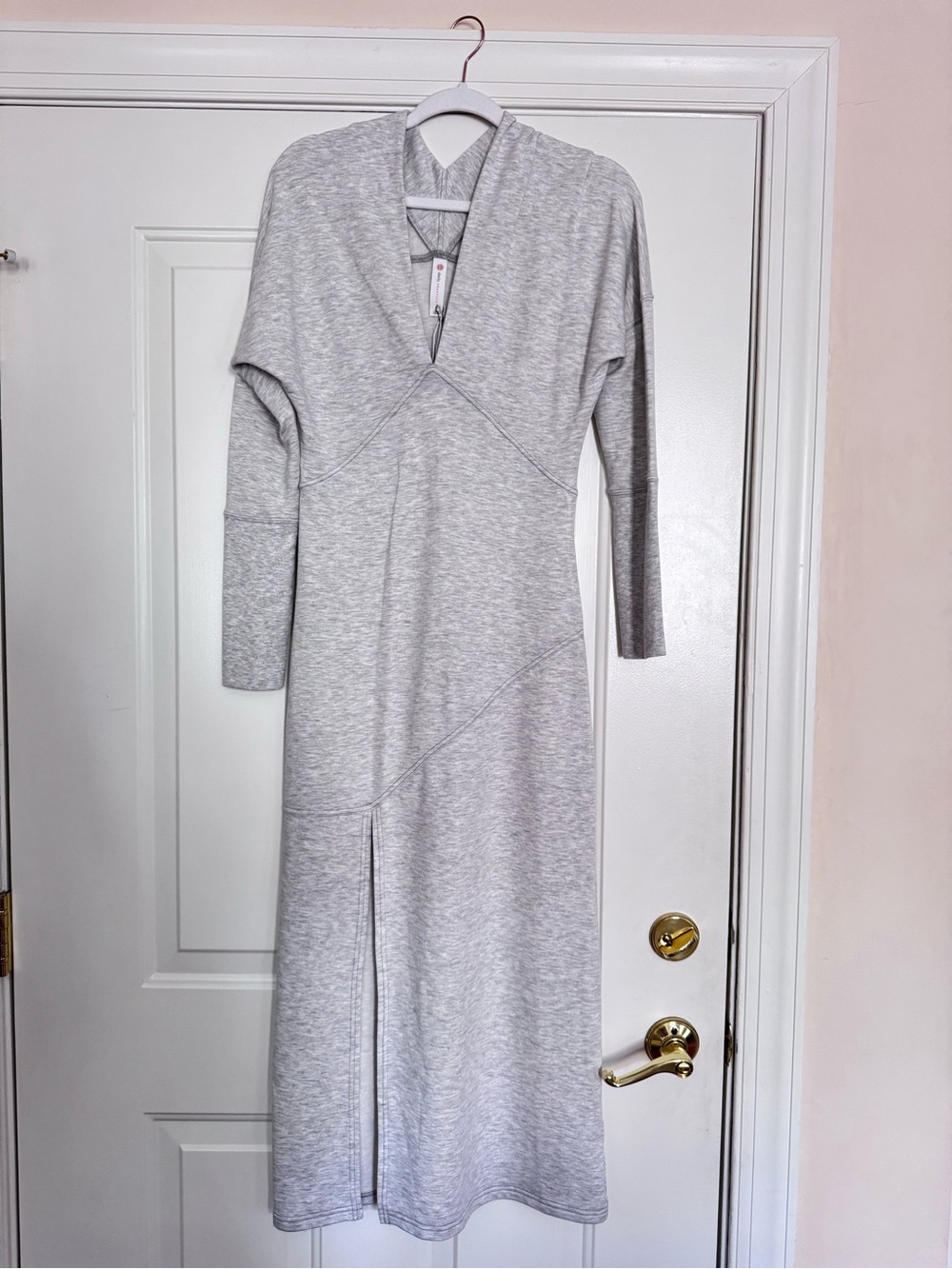 Anthropologie Heather Gray Long-Sleeve V-Neck Midi Dress